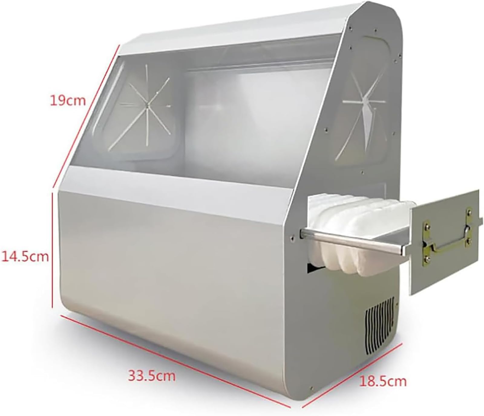 McbeAn Contenitore per La Polvere per Laboratorio Odontoiatrico, Contenitore per La Polvere per Sabbiatura, Striscia di Luce Soffusa a LED Incorporata, Utilizzando Ventola Centrifuga, più Stabile