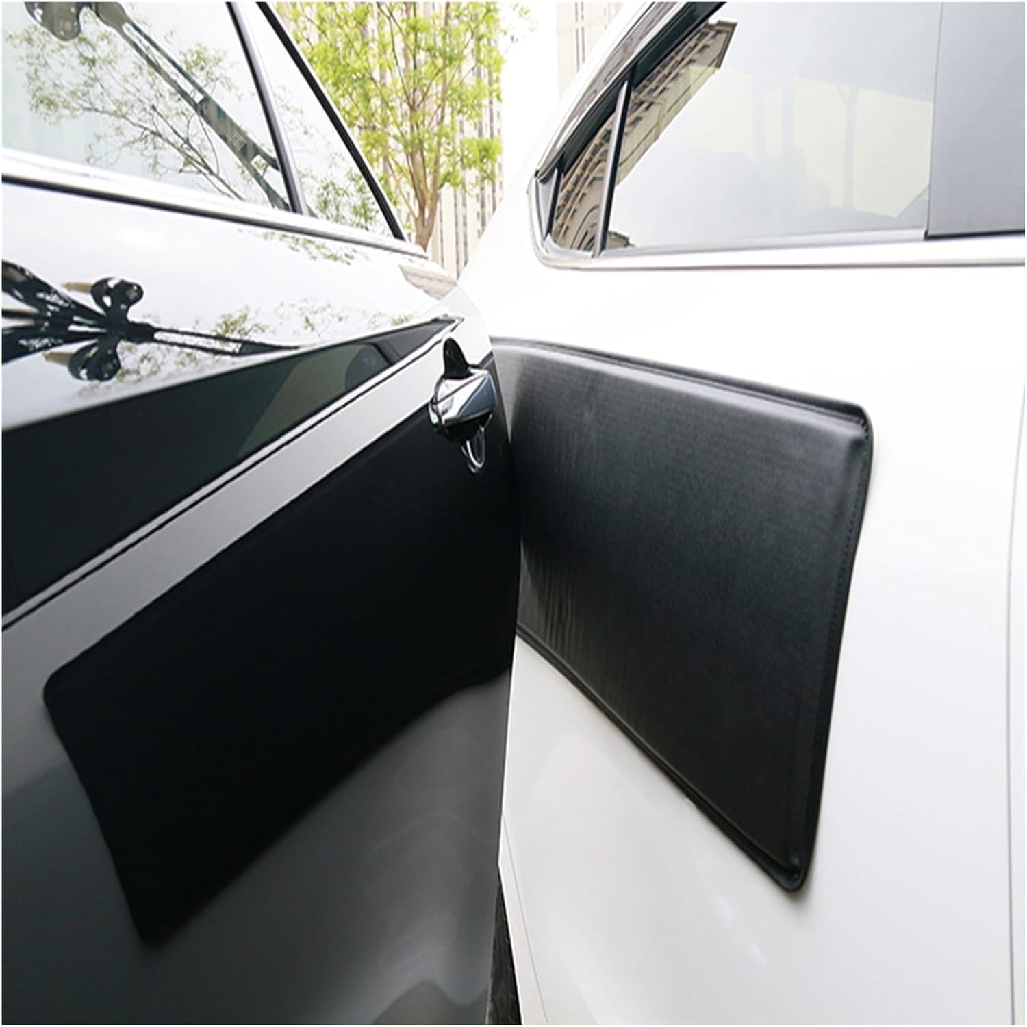 Lot de 4 protections magnétiques pour coins de portière de voiture, coussin doux amovible pour protéger vos portes de voiture, noir, 84 x 29 cm