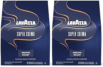 Lavazza Super Crema Whole Bean Coffee, Medium Espresso Roast, Arabica and Robusta Blend, 22 oz Bag Pack of 2