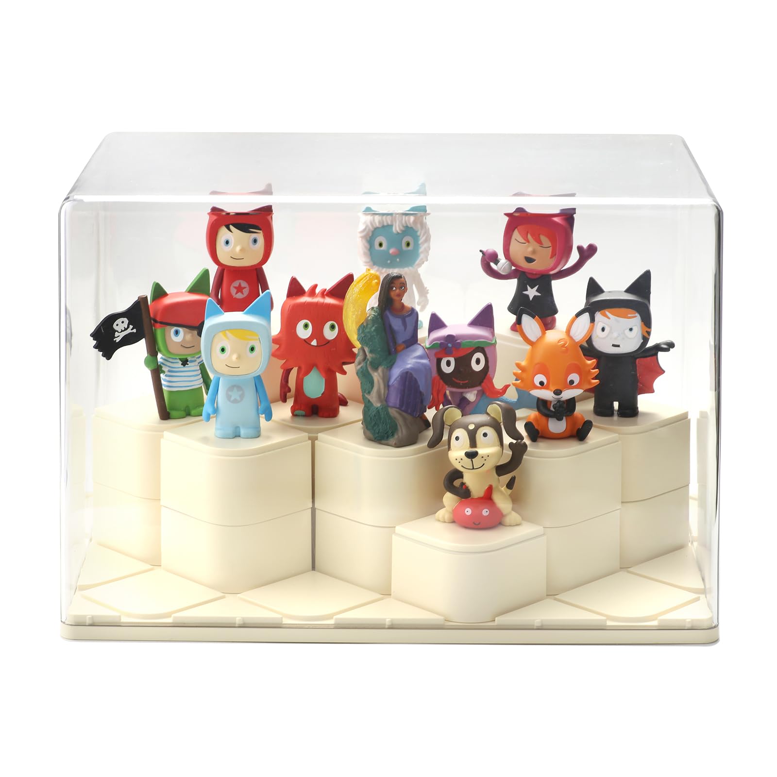 Tnvodejo Tonie Regal as Bubble Mart app | Fully Magnetic Tonie Box Regal for Over 14 Numbers | Tonie Regal for Girls and Boys in White (25,21 * 30.8 * 18.8 cm)