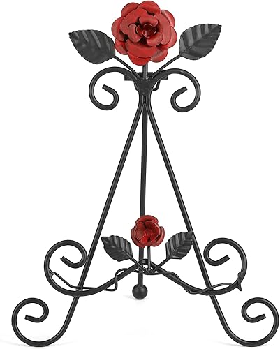 Miniatura 23 de Caballete negro de 16 "H, exhibición del soporte de la placa del metal, marco resistente de la pintura de la imagen, soporte del libro del metal