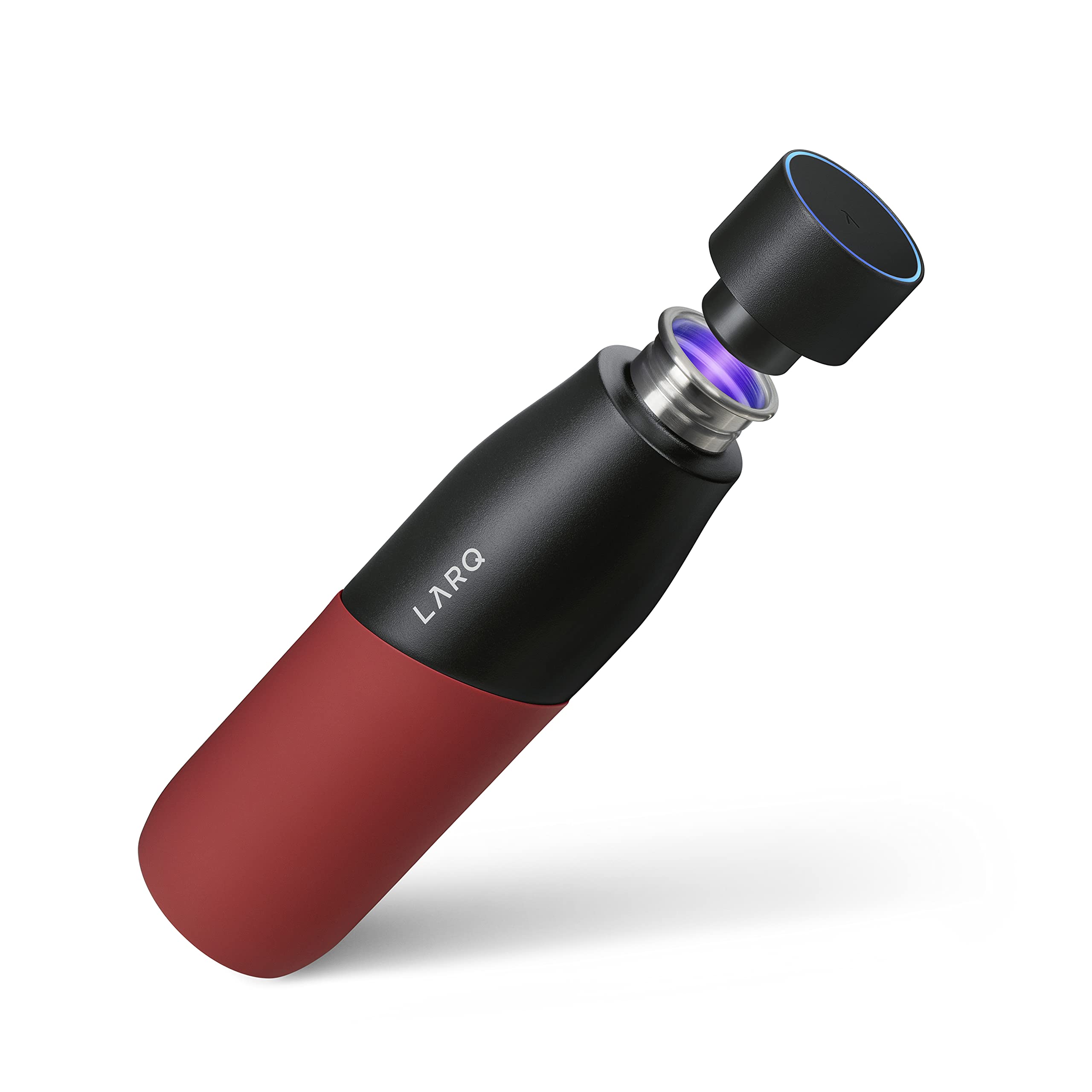 Bottle Movement PureVis - Lightweight Self-Cleaning and Non-Insulated Stainless Steel Water Bottle with UV Water Purifier | Reusable & Travel Friendly, Black/Clay