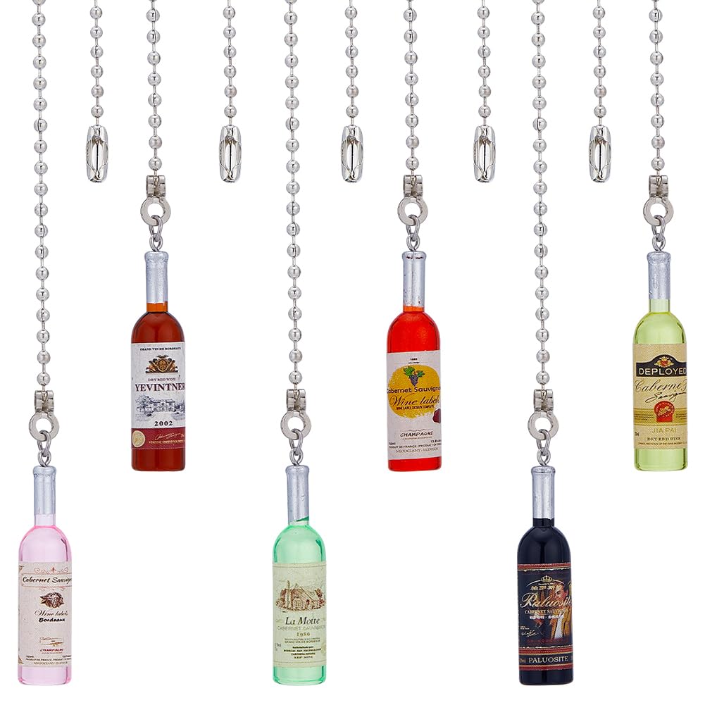 CRASPIRE 12Pcs 6 Style Bottle Ceiling Fan Pull Chain Extender Charm Pendant Decorative 12.6 Inch Extension Connector Ball Bead Cord Replacement Hanging Ornaments for Lighting Lamp Bedroom Decor