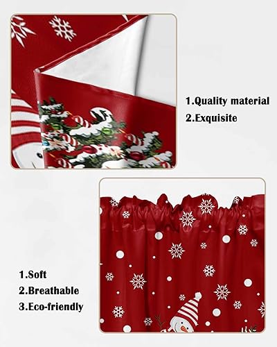 Miniatura 5 de BEMIGO Cortinas de cenefa de cocina con diseño de árbol de Navidad, diseño de copo de nieve, bonito muñeco de nieve rojo para cocina, baño,