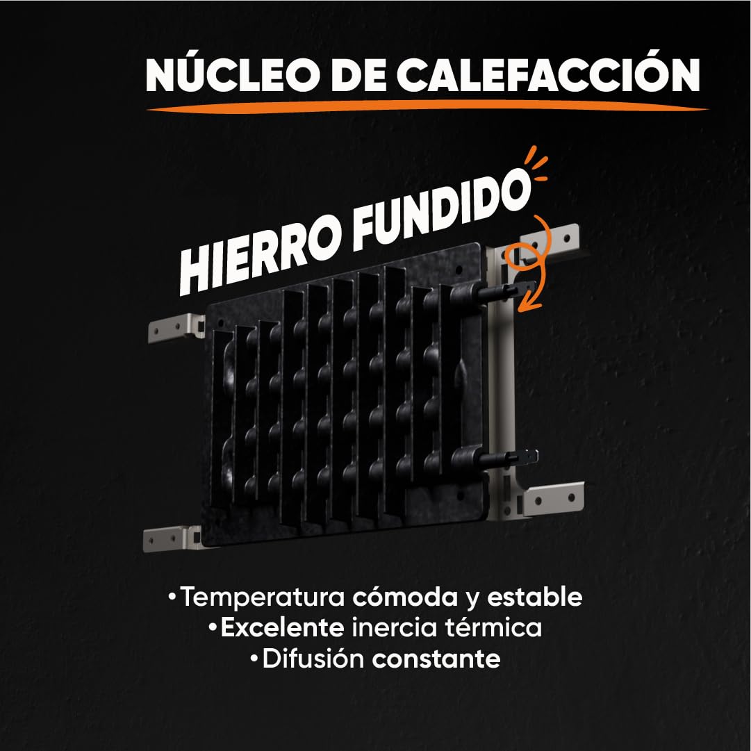 BESTHERM - Radiador eléctrico fijo de inercia seco hierro fundido 2000 W Bestherm BIA horizontal blanco