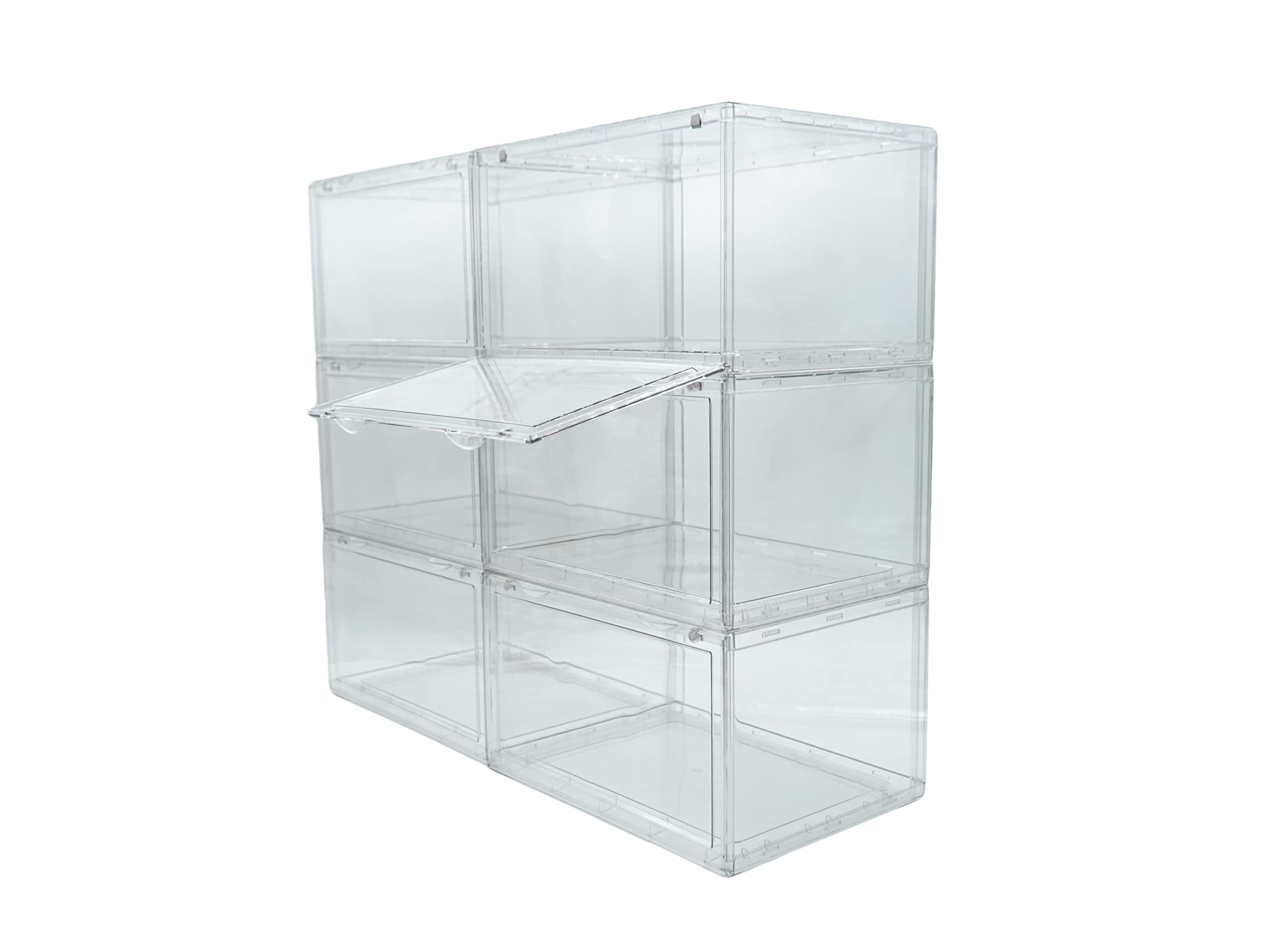 Sneaker Throne Drop Sides Pro 6 Pack- Stackable Acrylic Drop Sides Boot and Shoe Box… Clear