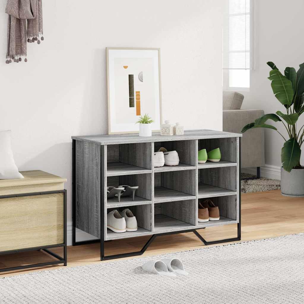 Regał na buty Sonoma szary, 90 x 38 x 61,5 cm, materiał drewnopochodny z miejscem do przechowywania i stabilnymi metalowymi nogami do przechowywania