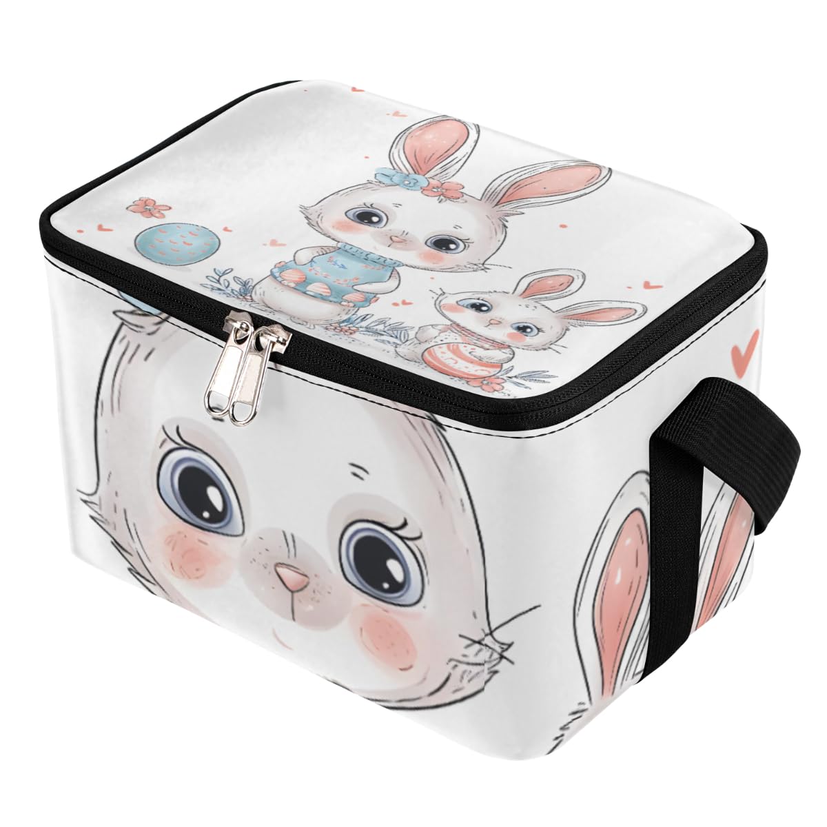 GzLeyigou Lunch Bags for Women Men 9 Cans,Rabbit Egg Hot & Cold Food Delivery Bag Insulated Grocery Bag Insulated Lunch Box Happy Easter Bunny Cooler Bag for Office Work Picnic Beach