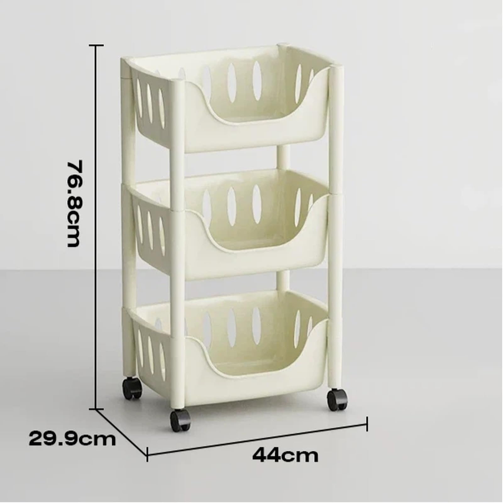 Carrello da cucina Ripiano mobile for carrello multilivello in plastica for l'organizzazione domestica(Bianco,Piccolo)