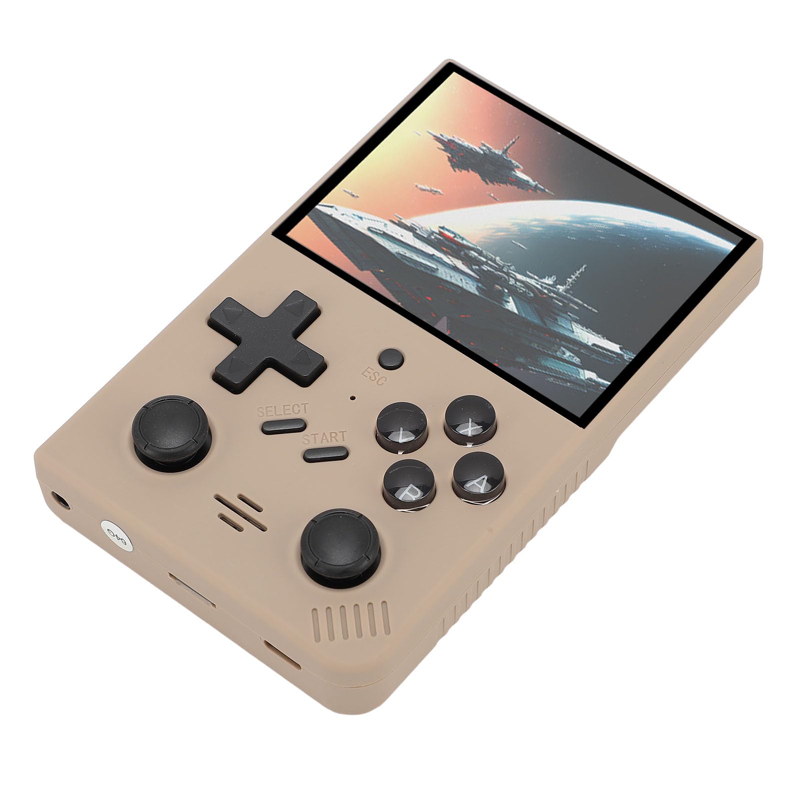 POENVFPO Przenośna Konsola Gier Wideo Retro Przenośna Konsola do Gier z Podwójnymi Joystickami 3D dla Dzieci, Open Source na Kemping, 3,5 -calowy Ekran IPS RK3326 Quad Core 1,5 GHz (GRAY)