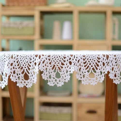 Vista 18 de YIZUNNU Mantel redondo de algodón de 35.4 pulgadas, hecho a mano con encaje de ganchillo, mantel redondo de algodón, decoración de boda, hogar, Beige