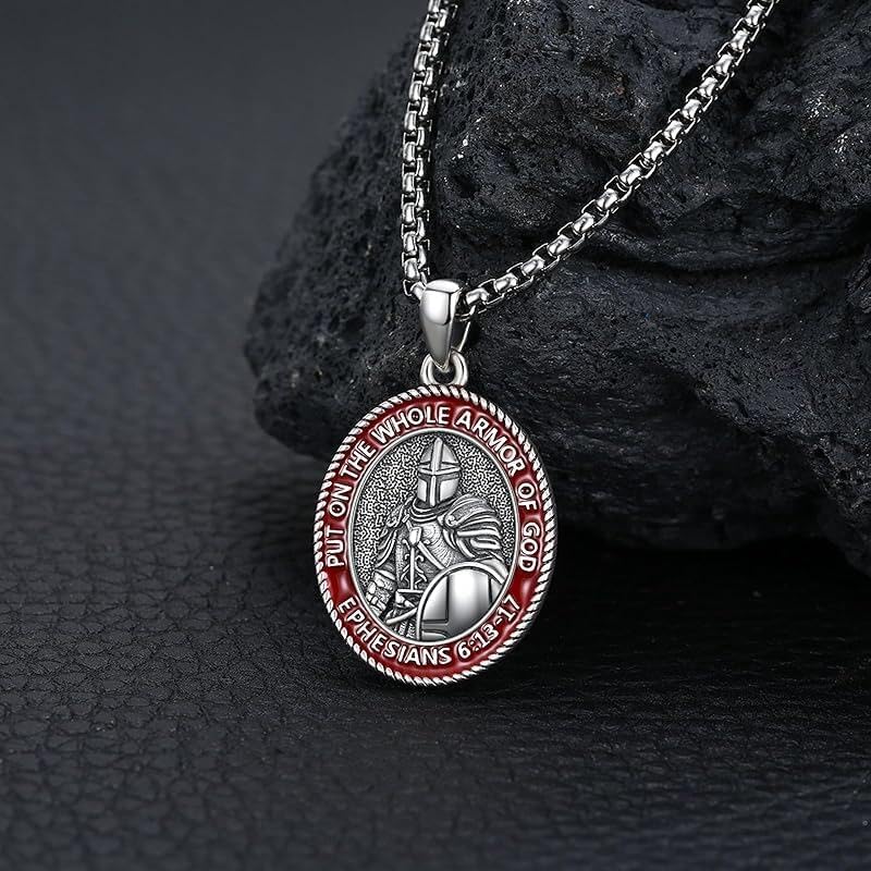 REDSUN 925 Sterling Silver Patron Amulet Necklace Jesus Cross/Knights Templar/St Michael/St Raphael/St George Protection Jewelry Gifts for Men Women, with Stainless Steel Chain - Image 3