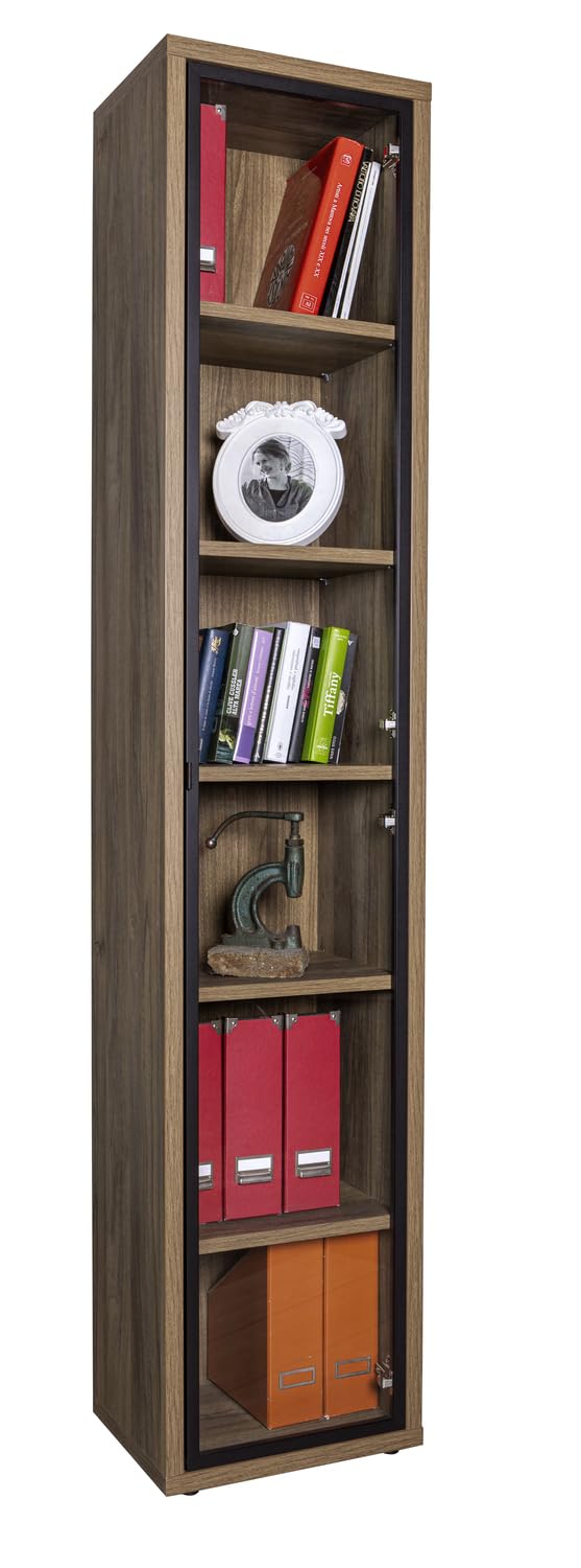 Composad | Ufficio Completo della Linea DAVINCI BRERA, Set di 8 Mobili, Libreria, Vetrina, Cassettiera, Scrivania Angolare, Mobili Ufficio, Colore Noce Brera, Made in Italy