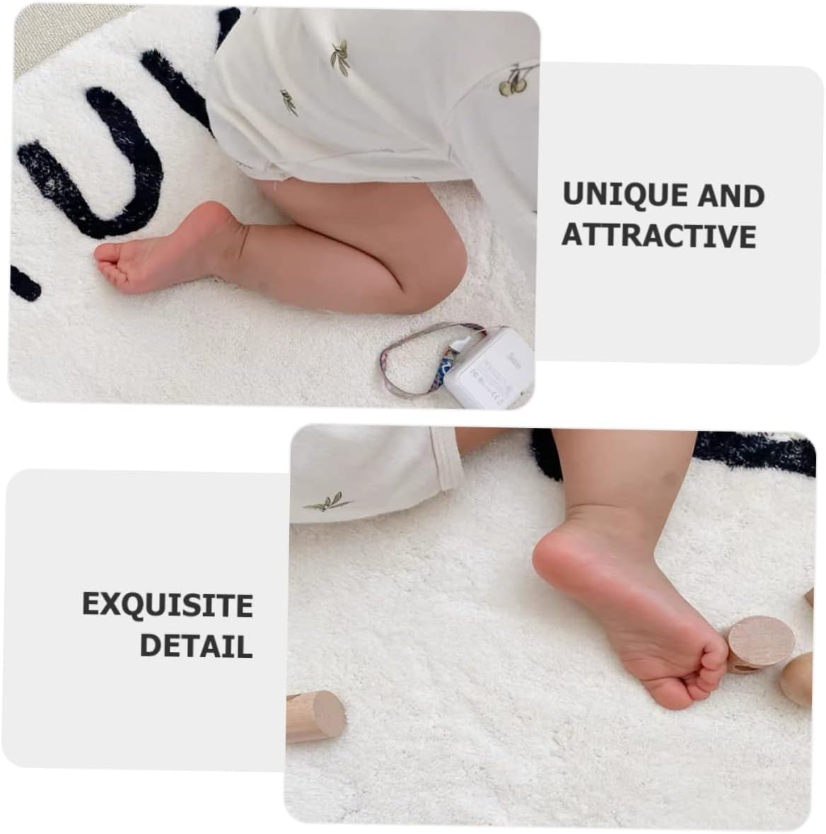 Non Slip Round Floor Mat Nordic Style Rug with Alphabet Letters Decorative Indoor Area Carpet for Bedroom Playroom Skid Soft Touch Home