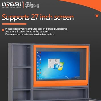 Industrial PC Cabinet, Mobile Security LCD Computer Cabinet Suitable for CNC Workshop Garage, Enclosure Industrial Computer for Monitors Up to 27 inches
