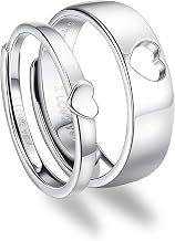 GAUEIOUR I Love You Couple Ring Adjustable Rings for Women Men, Heart Couples Adjustable Rings Wedding Band Sets Matching Ring for Couple