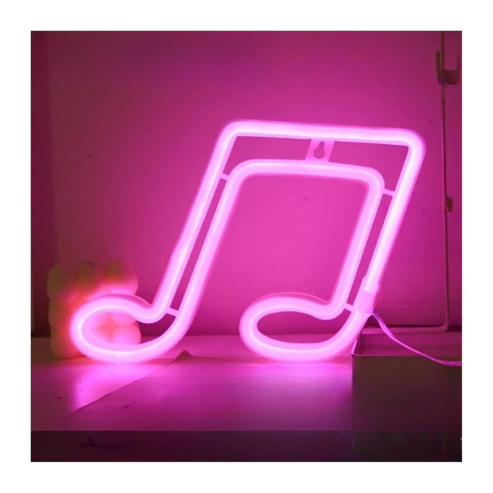 Néon musique rose pour déco de fête et ambiance lumineuse de bar