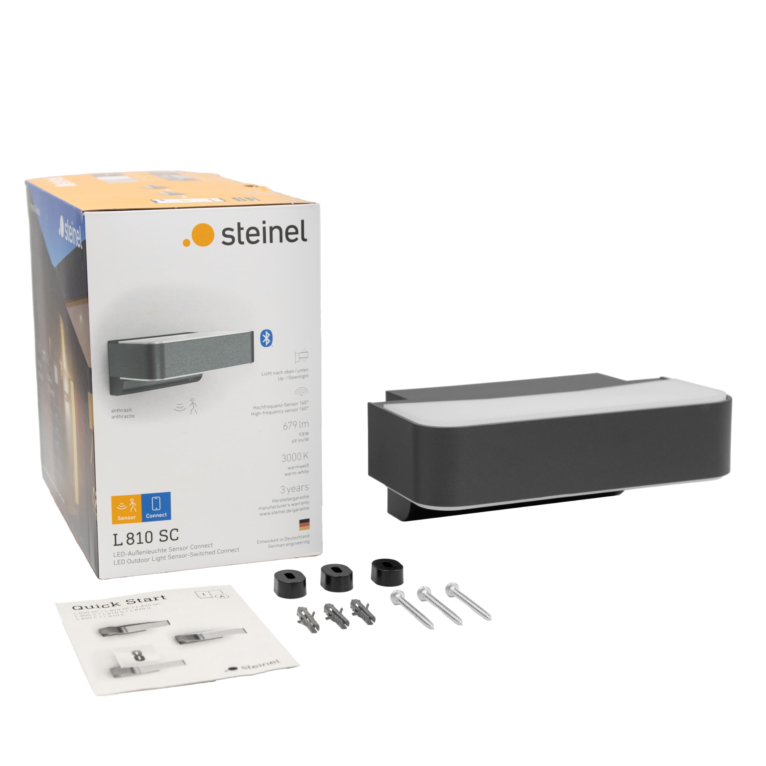 Steinel L 810 SC Außenleuchte LED Wandleuchte 9,8 W anthrazit iHF-Bewegungsmelder vernetzbar