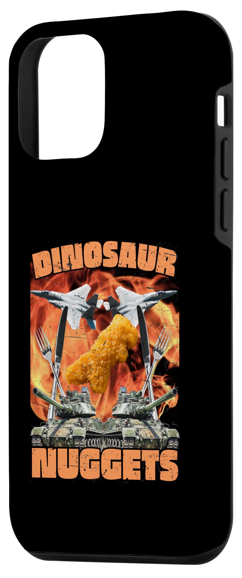 iPhone 12 mini Funny Dinosaur Chicken Nugget Bootleg Hardcore Flames Meme Case - Image 2