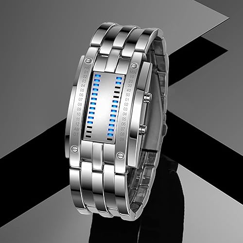 Miniatura 4 de Gosasa Relojes de pulsera para hombre, reloj digital LED de moda, clásico, impermeable, acero inoxidable, color negro