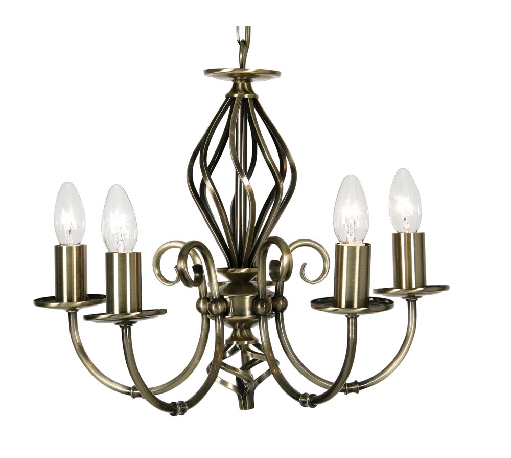 Lustre 5 lumières Tuscany solution d'éclairage rétro en laiton vieilli