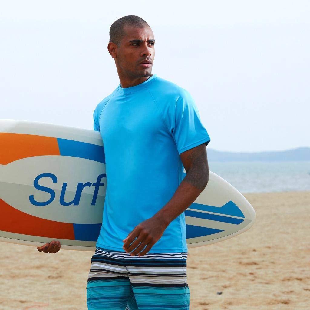 Arcweg Rashguard Mare Surf Uomo Maniche Corte Protezione Solare UV UPF 50+ Asciugatura Veloce Maglia Anti UV Pescs Stile Sciolto Elastica Maglietta Piscina - 3