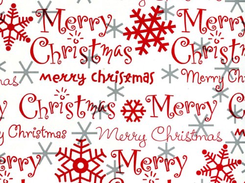 Merry Christmas Red Silver Christmas Gift Wrap Paper - 16 Foot Roll