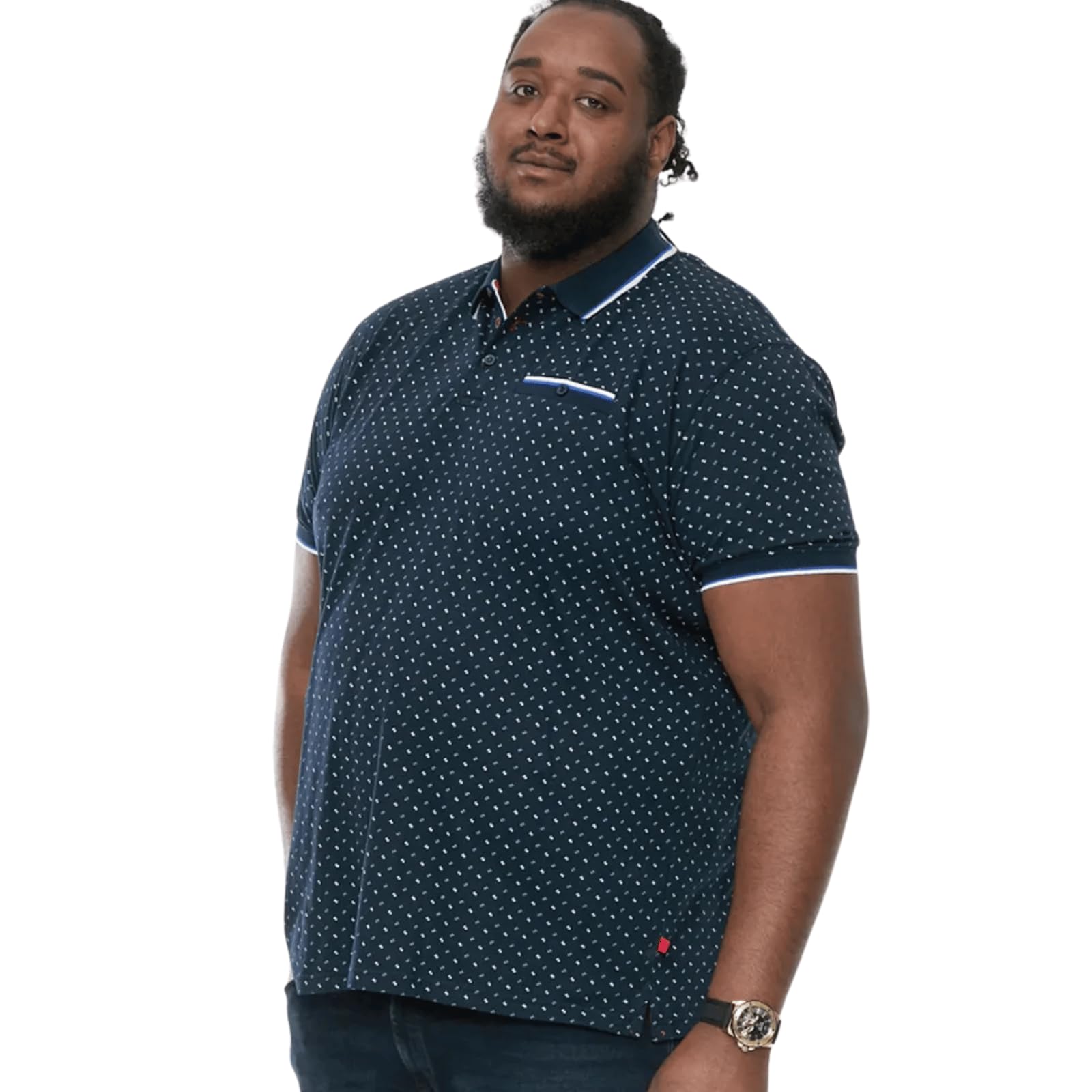 Duke Mens Oakley All Over Patterned Jersey Polo Shirt - Blue - 5XL