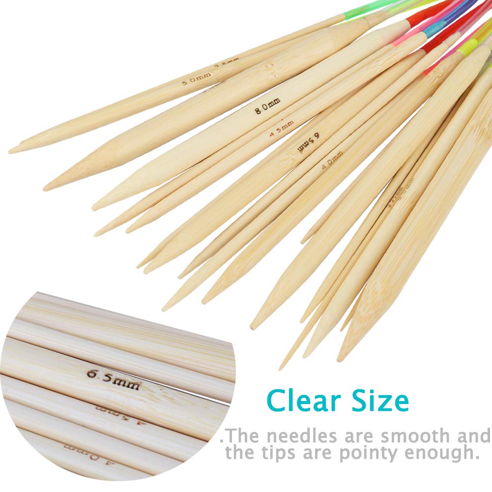 Amazon.de: Coopay Bambus Rundstricknadeln 40 cm, 18 Stck Stricknadeln  Rundstricknadel Set mit Strickzubehr und Hkelnadeln fr Anfnger und  Profis, 2,0 mm - 10,0 mm Doppelspitz Rundstricknadel Stricknadelset