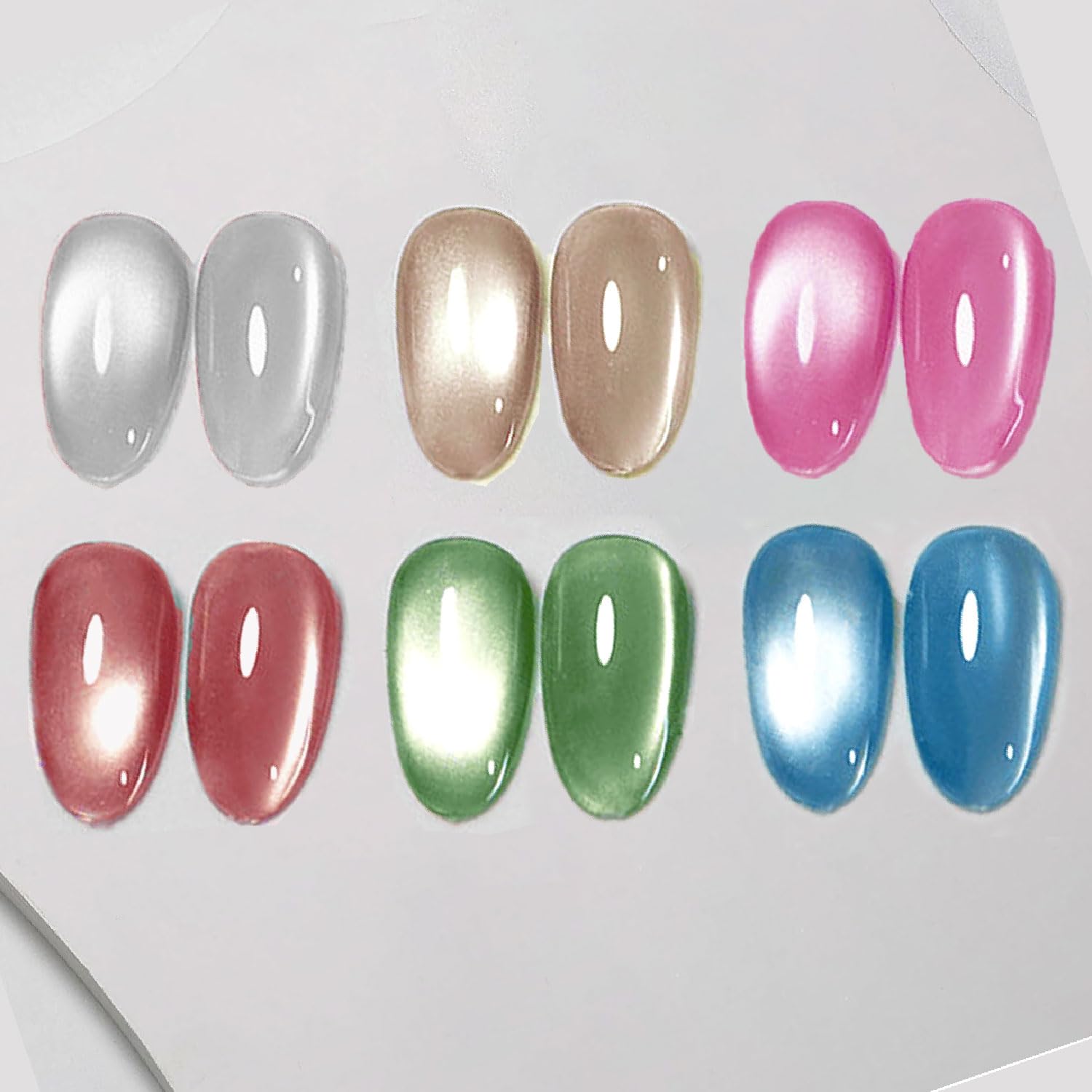 NAILGIL Glass Cat Eye Gel Nail Polish Set, Smooth Velvet Cat eyes Gel Polish with Magnet Stick Pink Blue Green Ceramic Shimmer Translucent Magnetic Cats Eye Soak Off Salon Quality