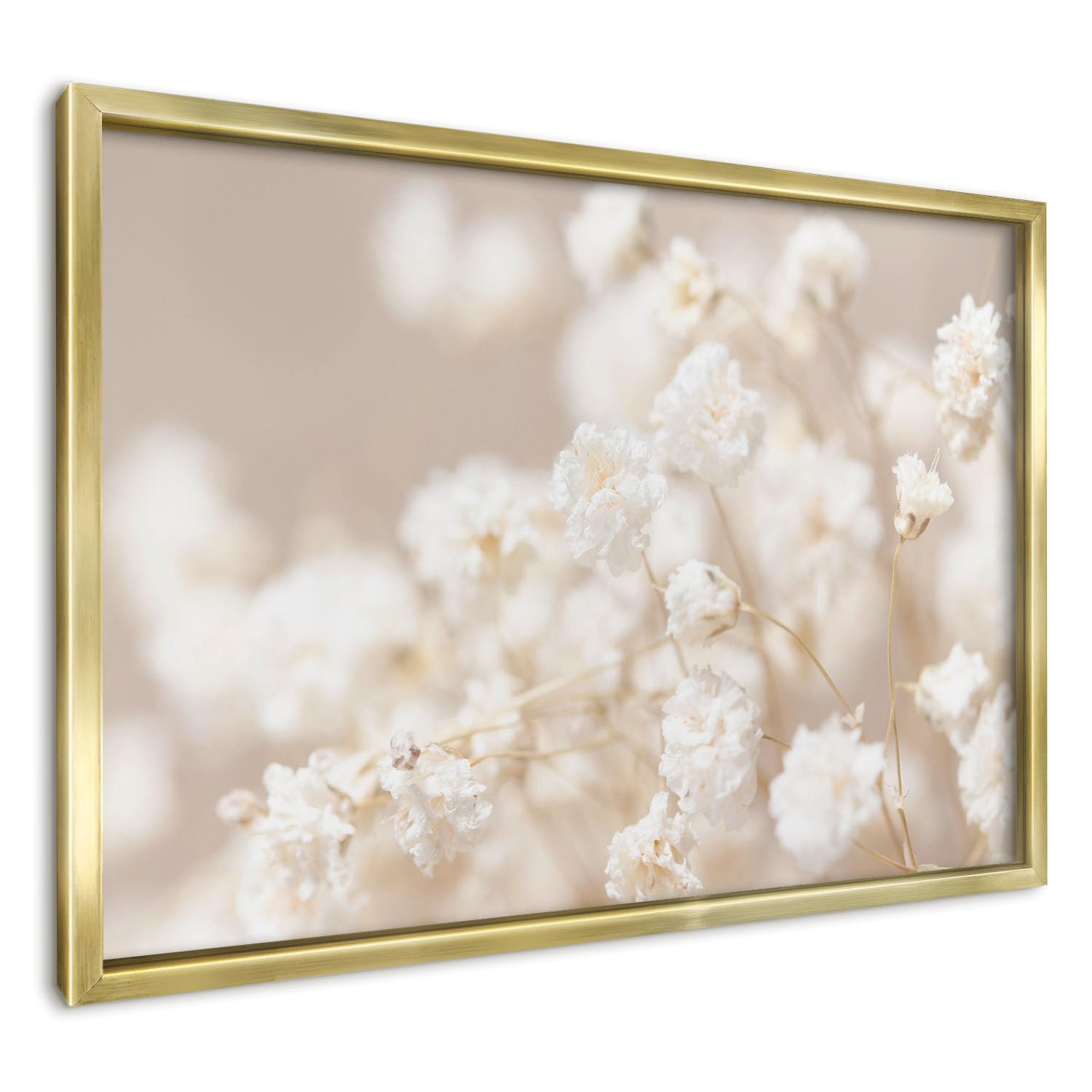 Pizarra Magnética de Pared 60x40 cm | con Marco Dorado | Flores Beige | Montaje Fácil | Tablero Imantado | Para Imanes Turísticos, Recuerdos de Viaje y Fotos
