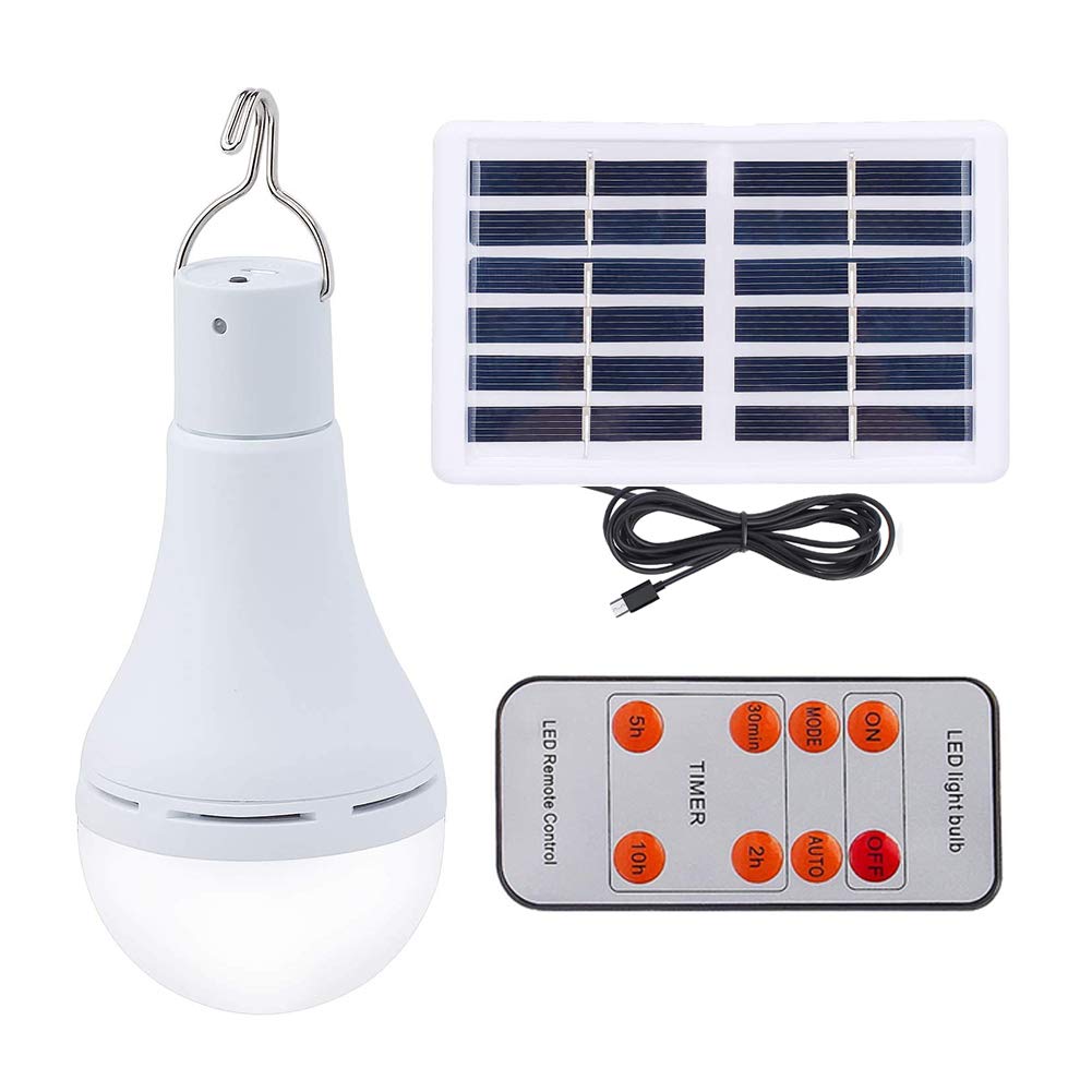Solar Light Bulb Outdoor Portable Rechargeable Solar lamp Lights for Home Yard Patio Umbrellar Chicken Coop Pet House Balcony Emergency Blackout 180-300LM Light Sensor Remote Control Dimmable
