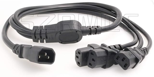 SZRMCC PDU IEC 320 C14 Male to 3 x C13 Female Y Splitter Power Adapter Cable 10A 250V UPS PSU Extension Cable (3.3ft/1m)