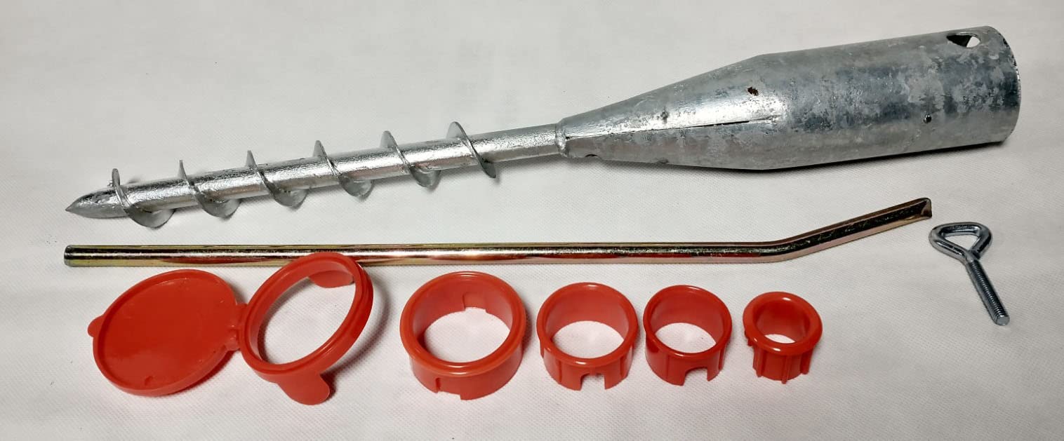 Silver Fence Post Parasol Spike Support Ground Screw Holder Round Universal 25-65Mm