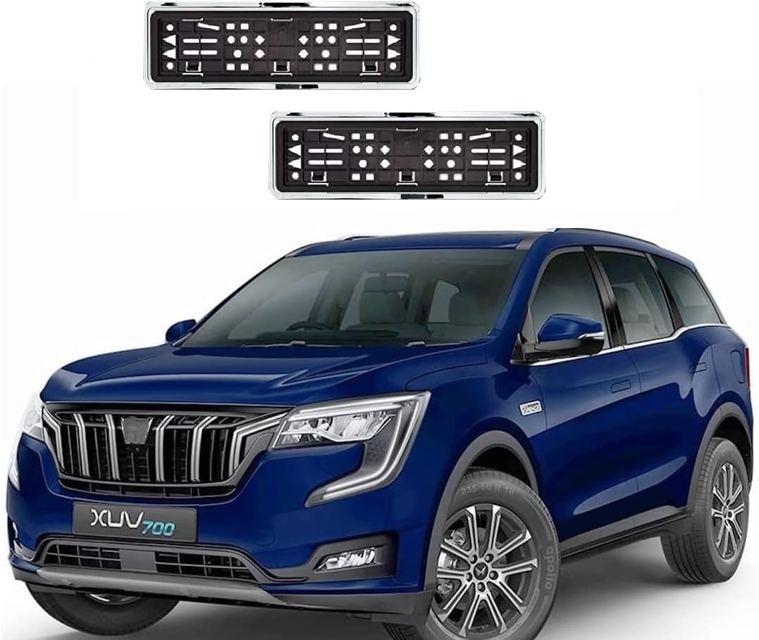 Car Number Plate Chrome Frame (Front & Rear) for Mahindra XUV 700