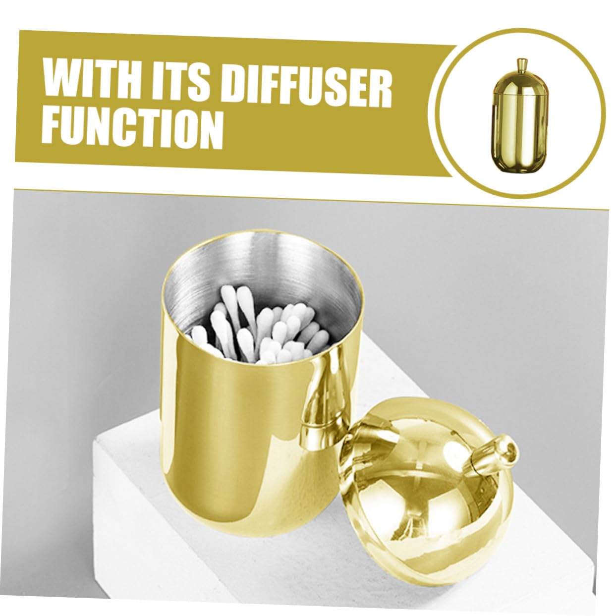 GALPADA Dekorativer Aromatherapie-diffusor Aus Edelstahl Langlebige Duftöl-Flasche Mit Elegantem Deckel Gleichmäßige Duftverteilung Für Haushalt Und Büro Leicht Zu Reinigen Edles Gold-desi