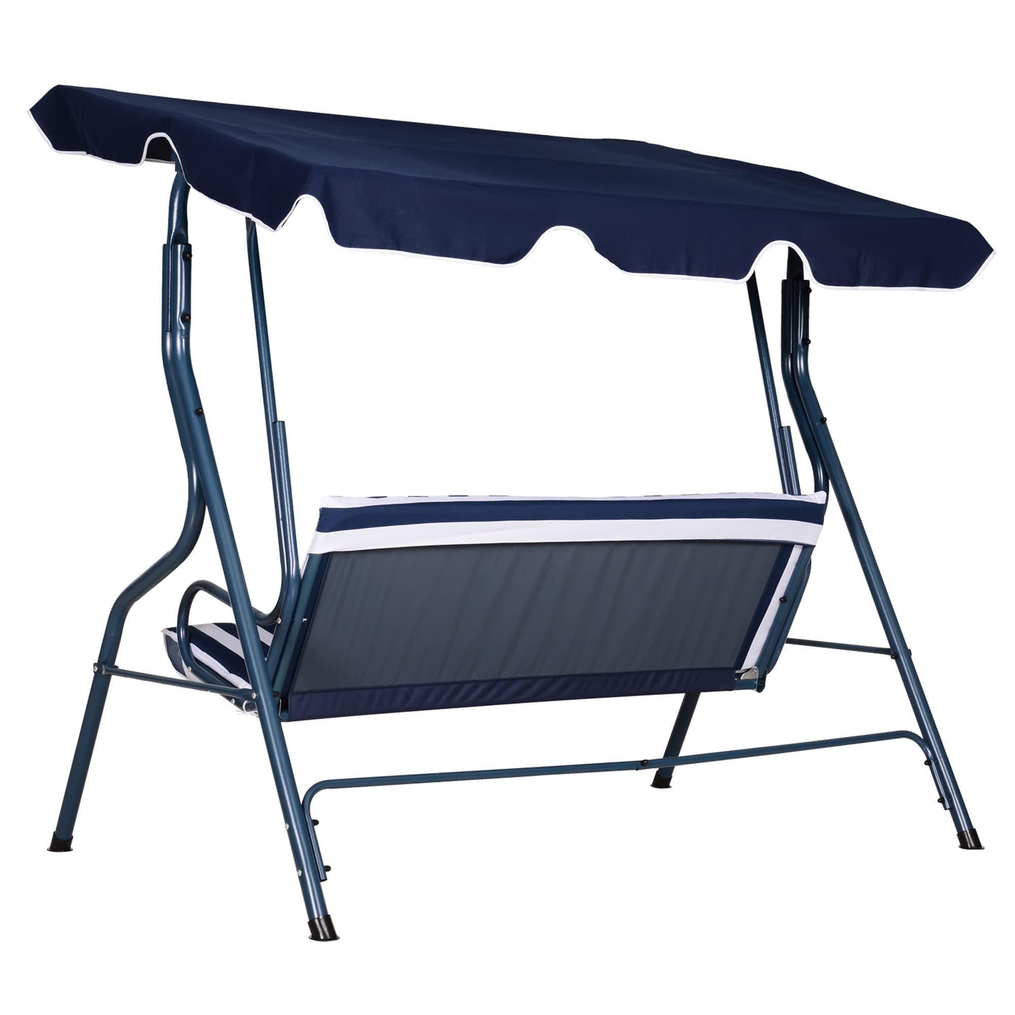 Outsunny Columpio de Jardín de 2-3 Plazas, Balancín de Exterior con Toldo Ajustable en Ángulo, Impermeable y Marco de Acero, para Patio, Balcón, 170x110x153 cm, Azul