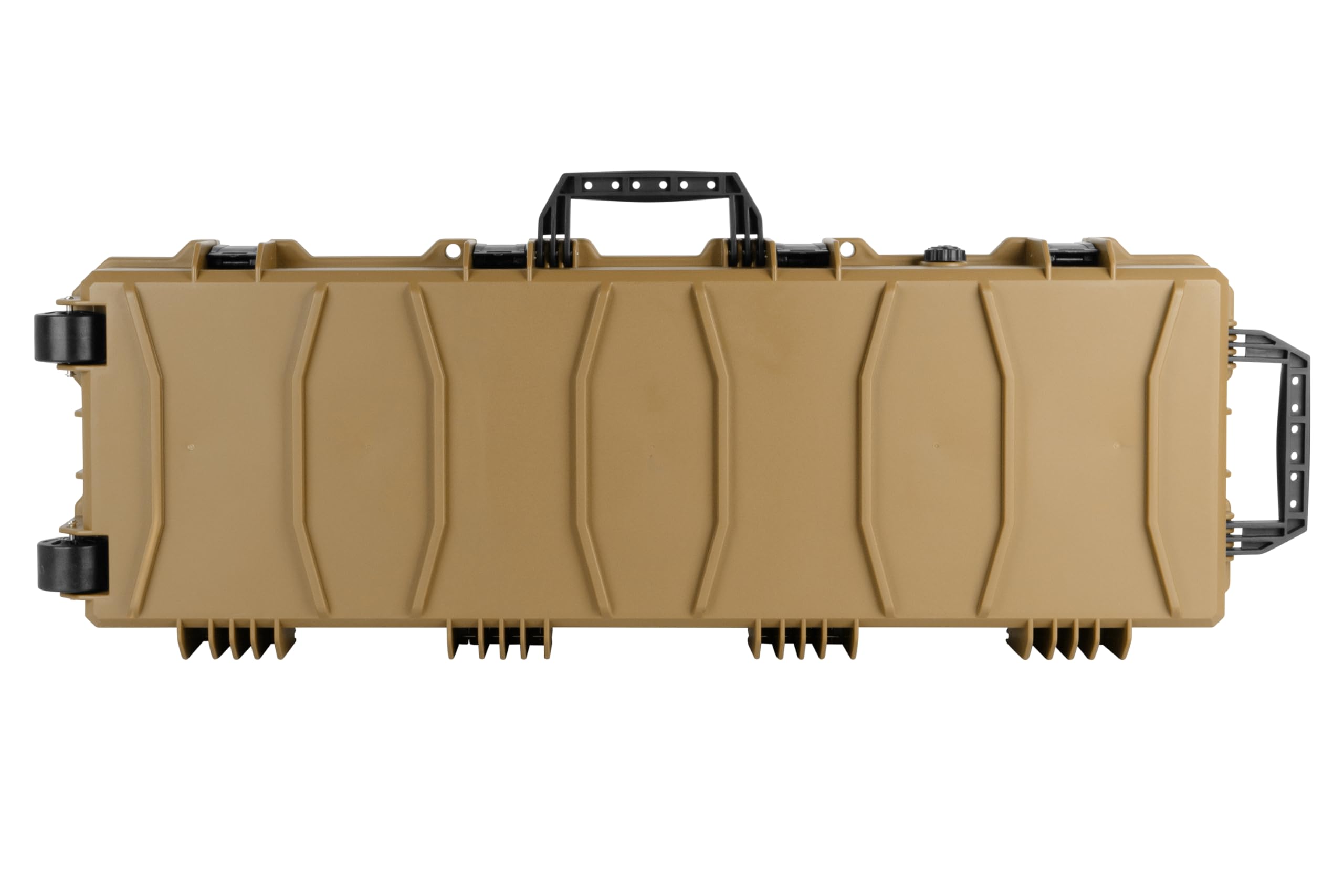 GSG Gewehrkoffer 100cm Tan mit Rollen & Druckausgleich wasserdicht Würfelschaum Langwaffenkoffer Waffenkoffer Gewehr Koffer Transportkoffer Schutzkoffer