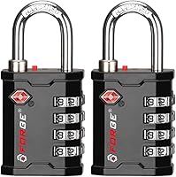 Vista 1 de Forge 4-Digit TSA Approved Travel Locks – Heavy-Duty Combination Padlock for Travel, Gym, Pelican Case. Black 2-Pack.