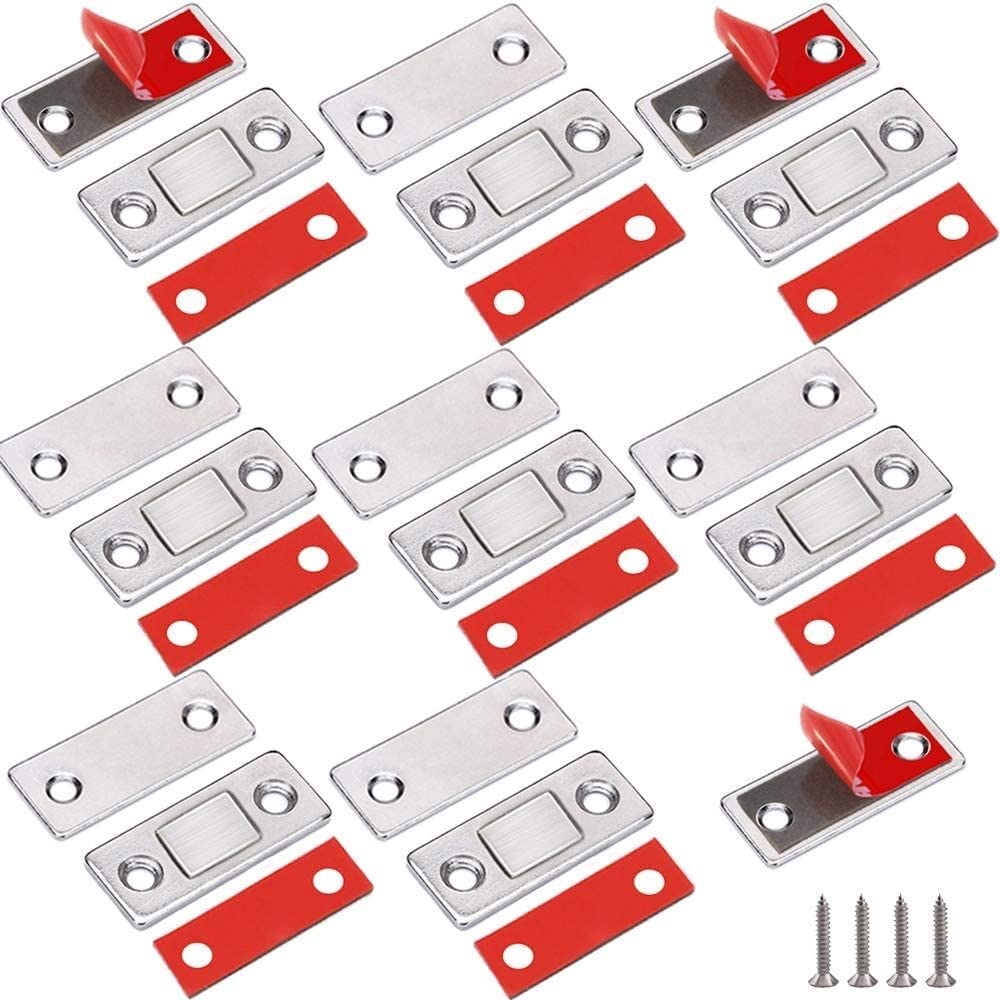 Cierres magnéticos para puertas de armario, imanes para puertas, 6 unidades, ultrafinos, magnéticos para puertas, cajones, de acero inoxidable, para puertas corredizas, ventanas, cocina