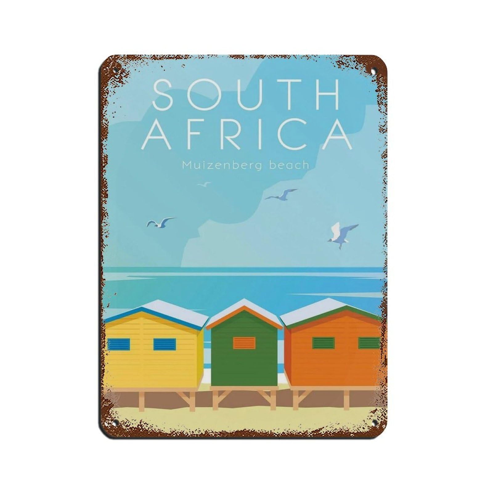 South Africa Travel Poster Retro Poster Metal Tin Sign Chic Art Retro Iron Painting Bar People Cave Cafe Family Garage Poster Wall Decoration 12x16inch(30x40cm)