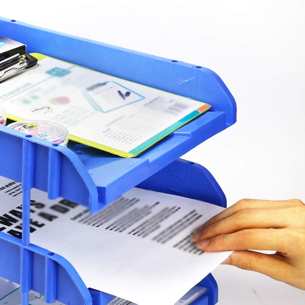 Caja de Almacenamiento de Escritorio Bandeja de Almacenamiento extraíble de 3 Capas Estante de Almacenamiento de Archivos de Oficina multifunción A4