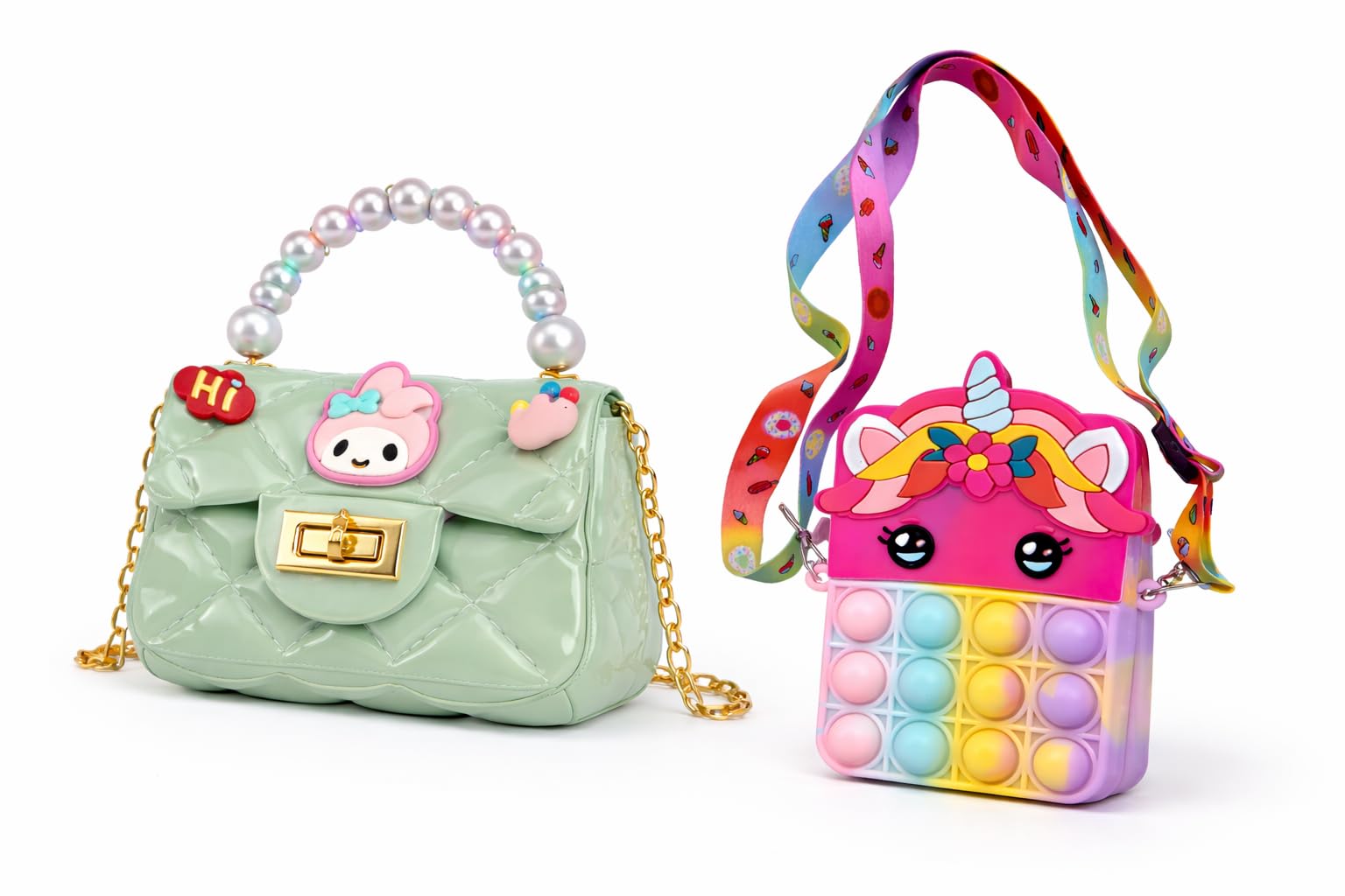 Little Girls Crossbody Sling Purses Bag Handbag Mini Casual Messenger Shoulder Bag for Kids (Random Color) (Pack of 2)-image-23