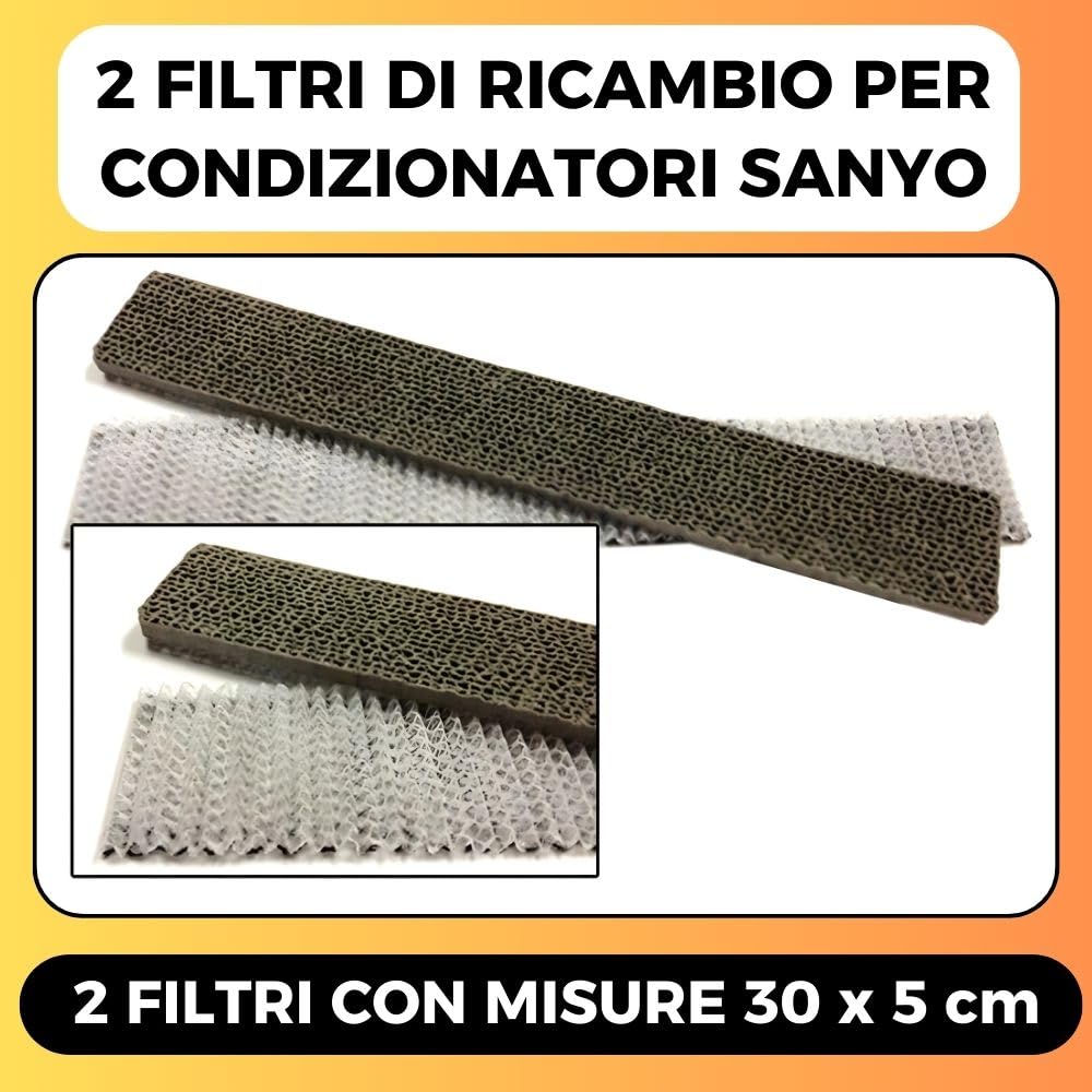 2 Filtri Condizionatore (300x50mm) Filtro Aria Condizionata, Climatizzatore: SANYO SAP KCR 73 93 123 E (EK) SAP KCR 74 94 124 E (EK) SAP KR 73 93 123 E/EH MULTISPLIT SAP KR 74 94 124 EHA