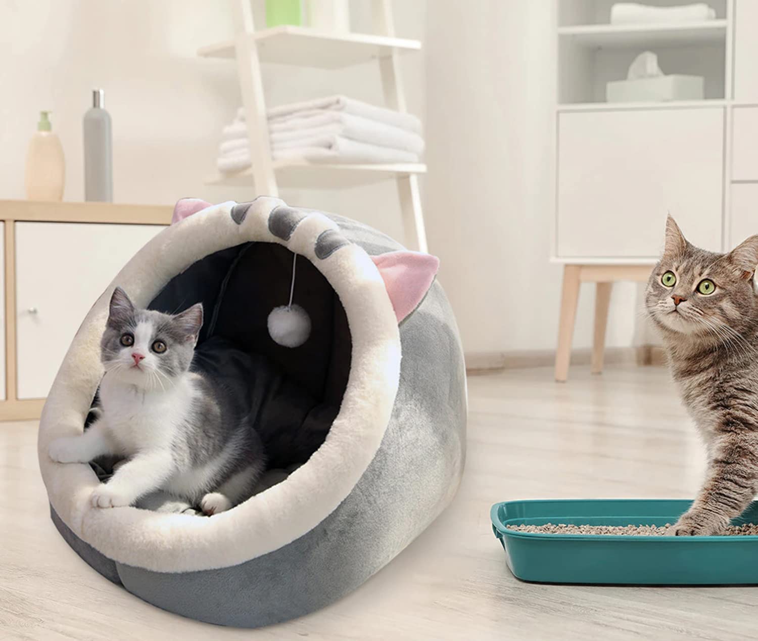 Abhsant Cute Pet Cave Bed, Ultra Soft Fleece Kitty Puppy Hideout Sleeping Bag Kitten Removable & Washable Cosy Tent Small Dog Cuddle Burrow Nest Bed Warmer Cat House Cozy Pet Cushion Bed (B0B35SYB45) Amazon Price History, Amazon Price Tracker