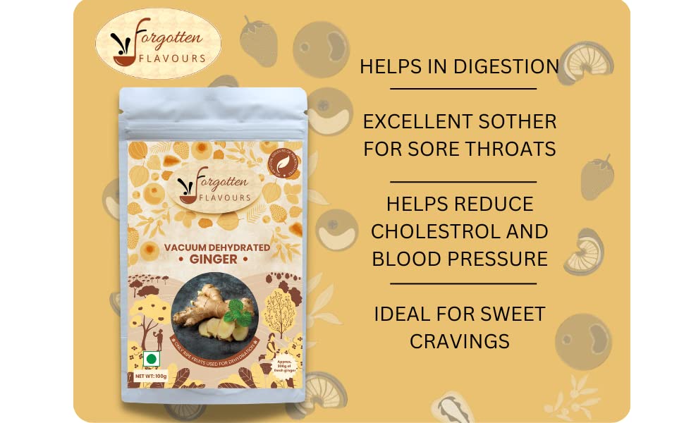 Forgotten Flavours - Sweet Ginger Candy| 100 gms | Dry Ginger Candy for Nausea/Cough Relief | After Meal Digestive | Vacuum Dried Candy | Adrak Candy with No Artificial Preservatives | No Sulphur | Pack of 1 - Image 7 thumbnail