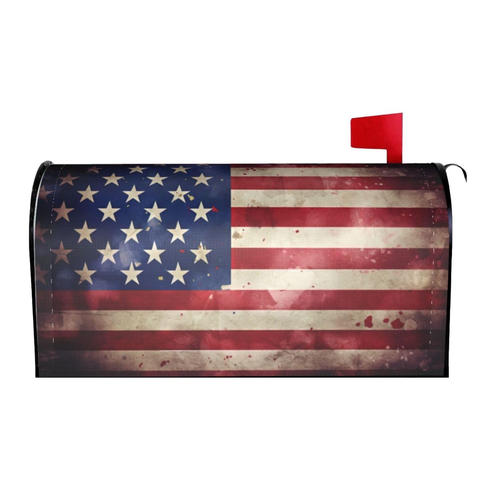 Grungy American Flag 01 Mailbox Covers Magnetic Wraps Post Letter Box Cover Garden Home Decor