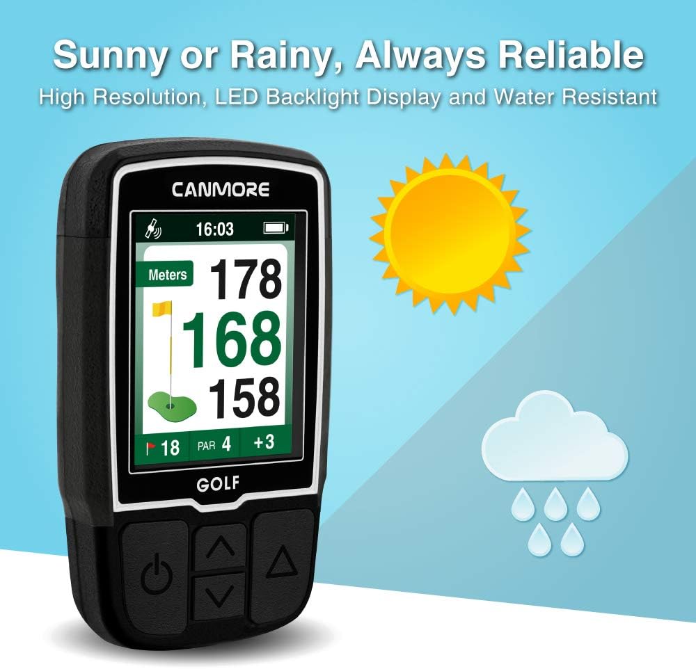 CANMORE HG200 Golf GPS - Water Resistant FullColor Display with 38,000+ Essential Golf Course Data and Score Sheet - Free Courses Worldwide - 1-Year Warranty (Turquoise) : Electronics