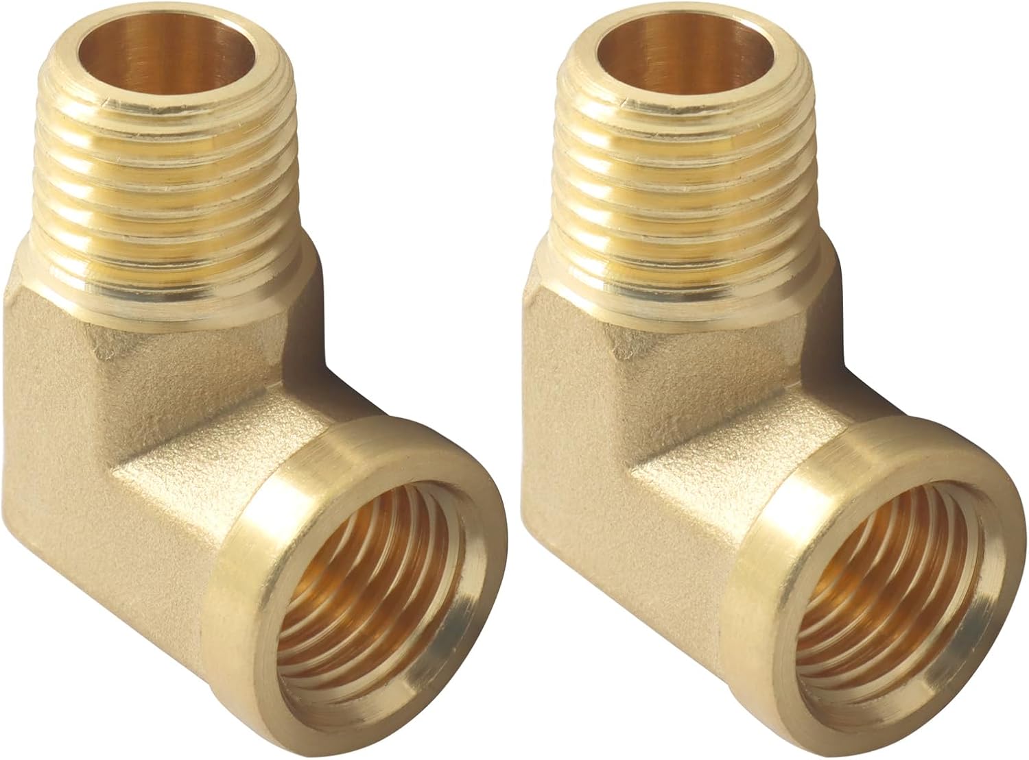 2 pcs 90 Degree Barstock Elbow Brass Fittings - 1/4" NPT Male to 1/4" NPT Female Forged Plumbing Connector, High Pressure & Temperature Resistant Pipe Fitting for Air, Gas, Hydraulic Systems