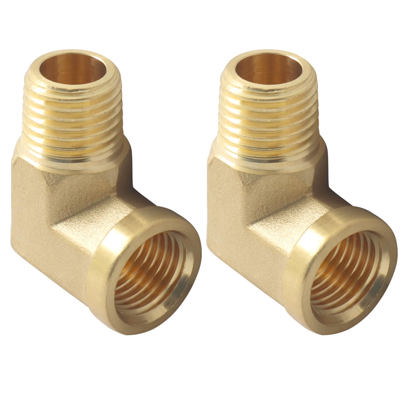 2 accesorios de latón con codo de 90 grados, NPT macho de 1/4 pulgadas a hembra NPT de 1/4 pulgadas, conector de fontanería forjado resistente a alta presión y temperatura para aire, gas